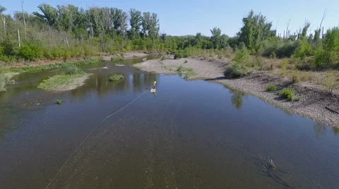 Wakeboarding on the river Stock Footage 69066941