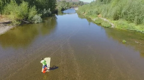Wakeboarding on the river Stock Footage 69068217