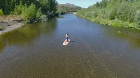Wakeboarding on the river Stock Footage 69068614