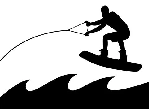 Wakeboarding sport action vector image isolated on white background. Stock Illustration