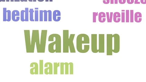 Wakeup Tag Cloud Animated Isolated On White Stock Footage 107236505