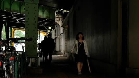 Waking Under Elevated Track Stock-Footage 110047089