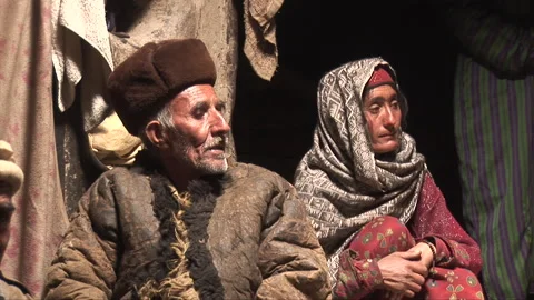 Wakji old couple inside their house Stock Footage 202868059