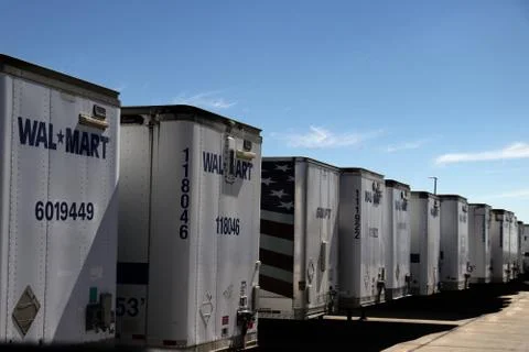 Wal-Mart Trailers at Distribution Center Stock Photos