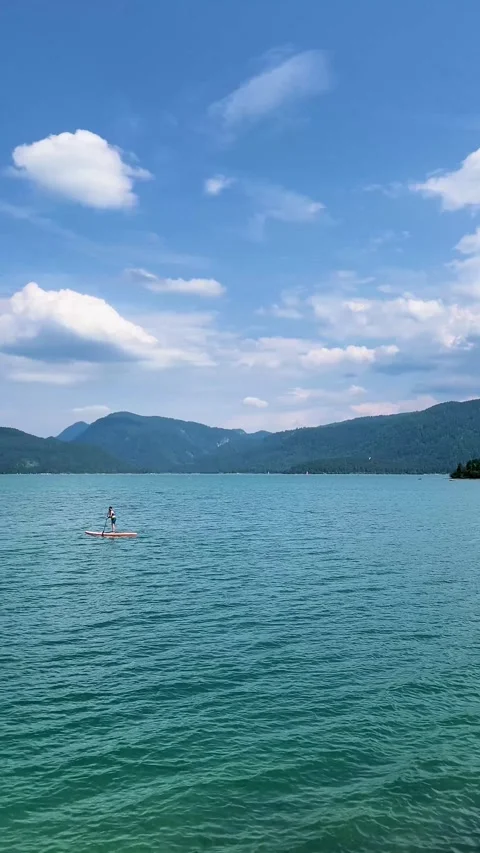 Walchensee, Germany, September 3, 2024: Image of lakeside of lake Walchensee  Stock Footage 283564583