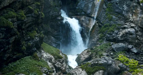 Waldbachstrub Wasserfall in Austria near Hallstatt Stock Footage