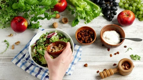 Waldorf salad. Stock Footage 139740425