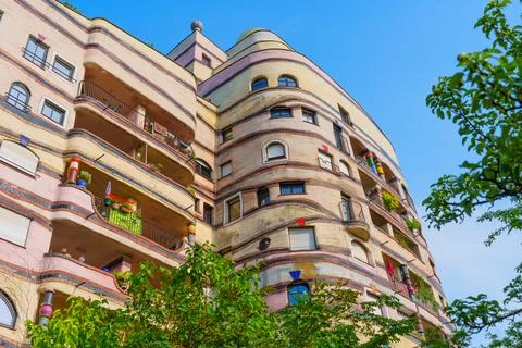 Waldspirale Residential Complex Architectural Design in Darmstadt Germany 스톡 사진