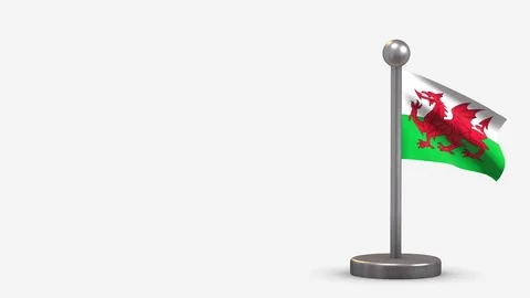 Wales 3D waving flag animation on tiny flagpole. Stock Footage 120801400