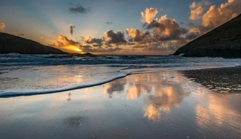 Wales beach reflection Stock Photos