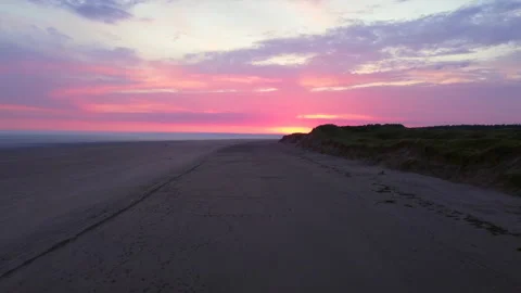 Wales Beach at sunset 10 Stock Footage 232293036