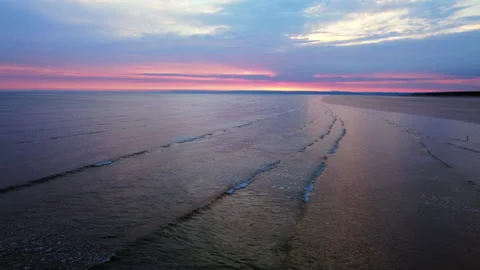 Wales Beach at sunset 3 Stock Footage 232128554