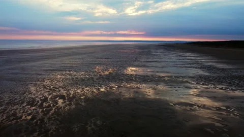Wales Beach at sunset 4 Stock Footage 232134298