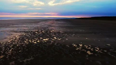 Wales Beach at sunset 5 Stock Footage 232111979