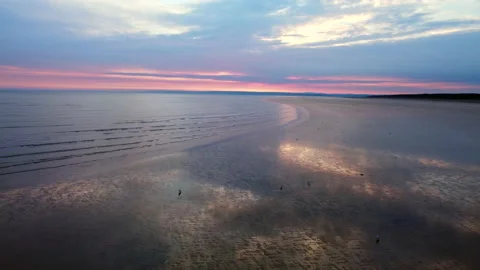 Wales Beach at sunset 6 Stock Footage 232137053