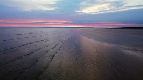 Wales Beach at sunset Stock Footage 232131576