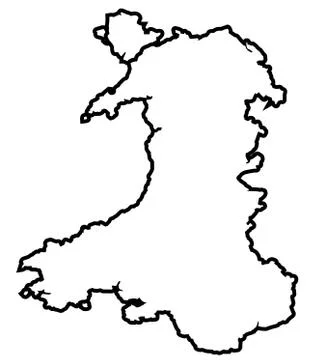 Wales Black Outine Map Illustrazione stock
