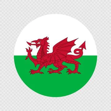 Wales circle flag. Vector illustration. Stock Illustration