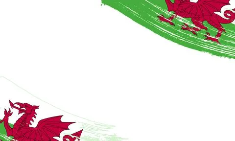 Wales Flag with Brush Stroke Effect, Grunge brush stroke. Watercolor painti.. Illustrazione stock