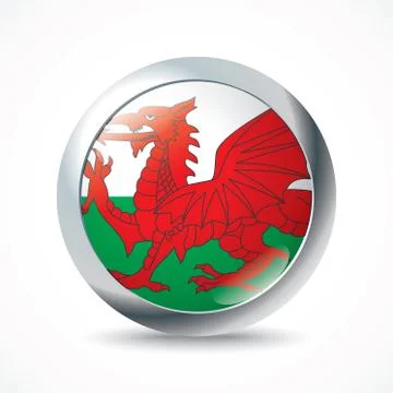 Wales flag button Stock Illustration