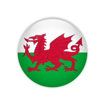 Wales flag on button Stock Illustration
