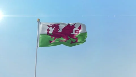 Wales Flag With Clear Sky  Video stock 139757567