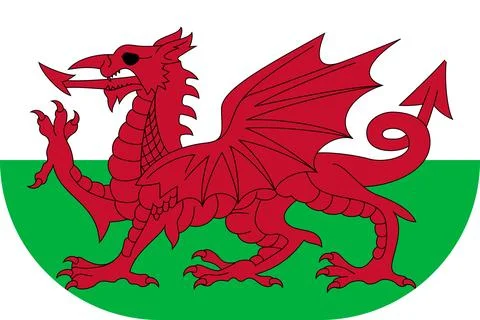 Wales flag in flat oval design Illustrazione stock