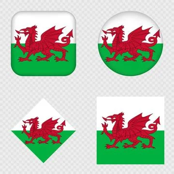 Wales Flag Icons Pack. Vector illustration. Stock Illustration
