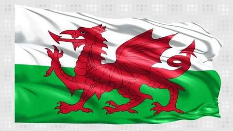 Wales Flag Loop 4K UHD 3840 x 2160 with alpha channel Stock Footage 221279287