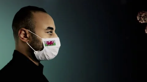Wales  Flag On Mask Protect Attacking Viruses Video stock 153213444
