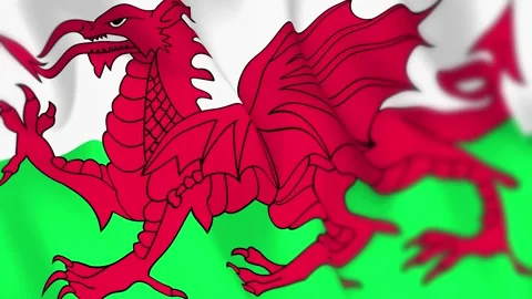 Wales Flag Seamless Loop 4k 60fps on Sky Background Stock Footage 340351045
