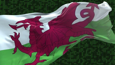 Wales flag - Waving flag on matrix binary code background Stock Footage 321422052