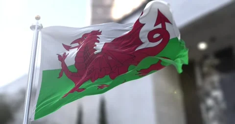 Wales-flag-waving-seamless-loop-4k-60fps Stock Footage 332052921