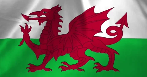 Wales flag waving with the wind background loop video animation Video stock 327173936