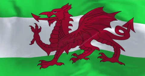 The Wales flag waving in the wind Video stock 327378737