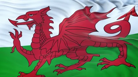 Wales flag waving in the wind with highly detailed fabric texture 動画素材 123248788