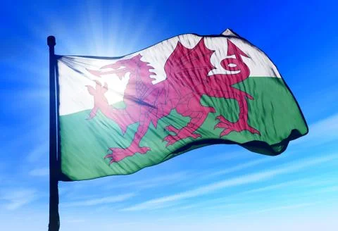 Wales flag waving on the wind Stock Illustration