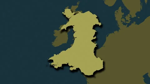 Wales - Great Britain map - extract. Shadow. Pattern. Labels Stock Footage 322941020