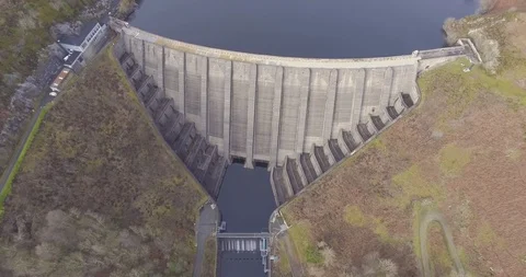 Wales Long shot Dam pull back Stock Footage 114015661