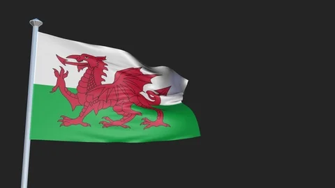 Wales - Loopable 3D flag animation with Alpha Channel and Transparency for yo 스톡 동영상 91469796