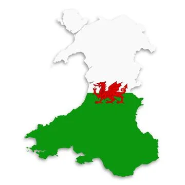 Wales map with clipping path Stock Illustration