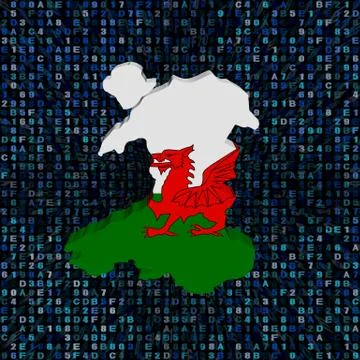 Wales map flag on hex code illustration Stock Illustration