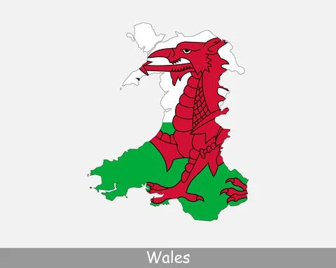 Wales Map Flag Stock Illustration
