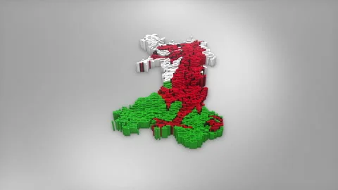 Wales Map with Flag Intro Background Stock Footage 315163678