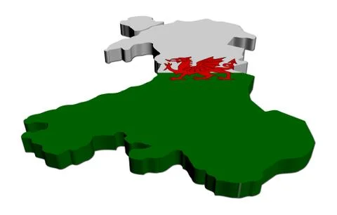 Wales map flag on white illustration Stock Illustration