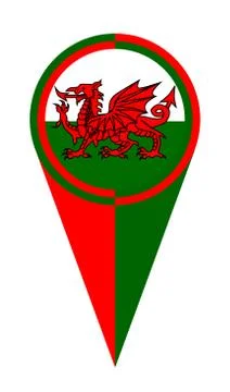 Wales Map Pointer Location Flag Illustrazione stock