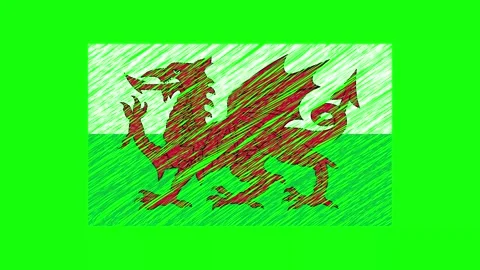 Wales Scribble Animation on Green Screen Background. Looping seamless anima.. Stock Footage 241592964