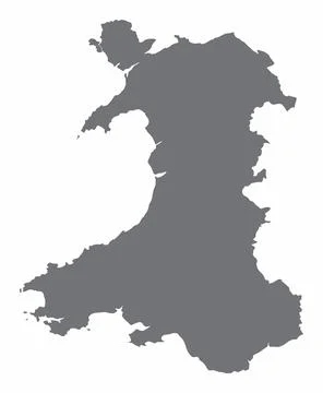 Wales silhouette map Stock Illustration