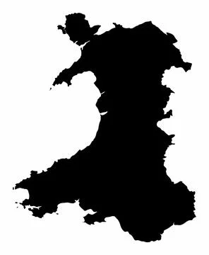 Wales silhouette map Stock Illustration