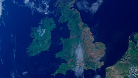 Wales from Space. UK View from Space Orbit. Blue Planet Earth. Globe Stock Footage 319694657